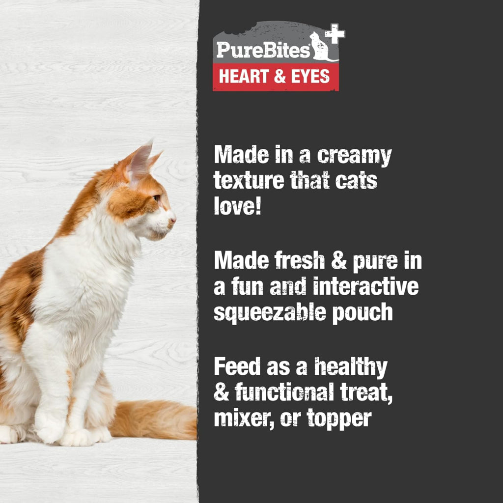 PureBites Plus Squeezables- Heart & Eyes Food Topper for Cats (2.5 oz x 15-Pack)