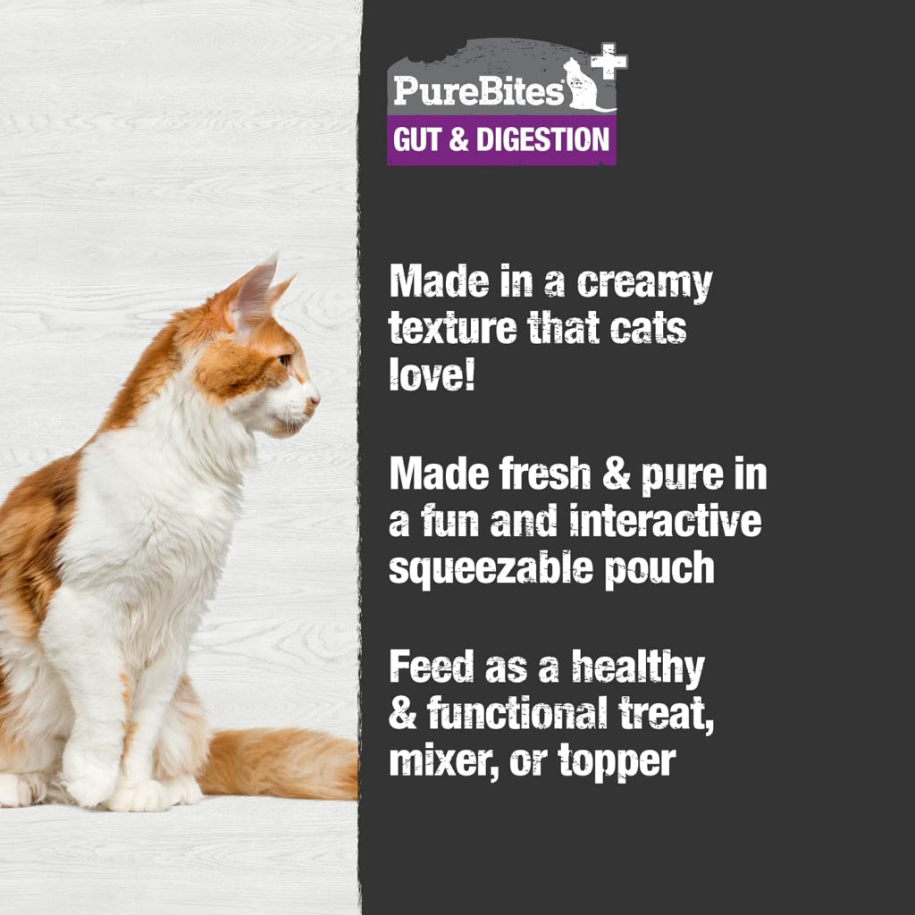 PureBites Plus Squeezables- Gut & Digestion  Food Topper for Cats (2.5 oz x 15-Pack)