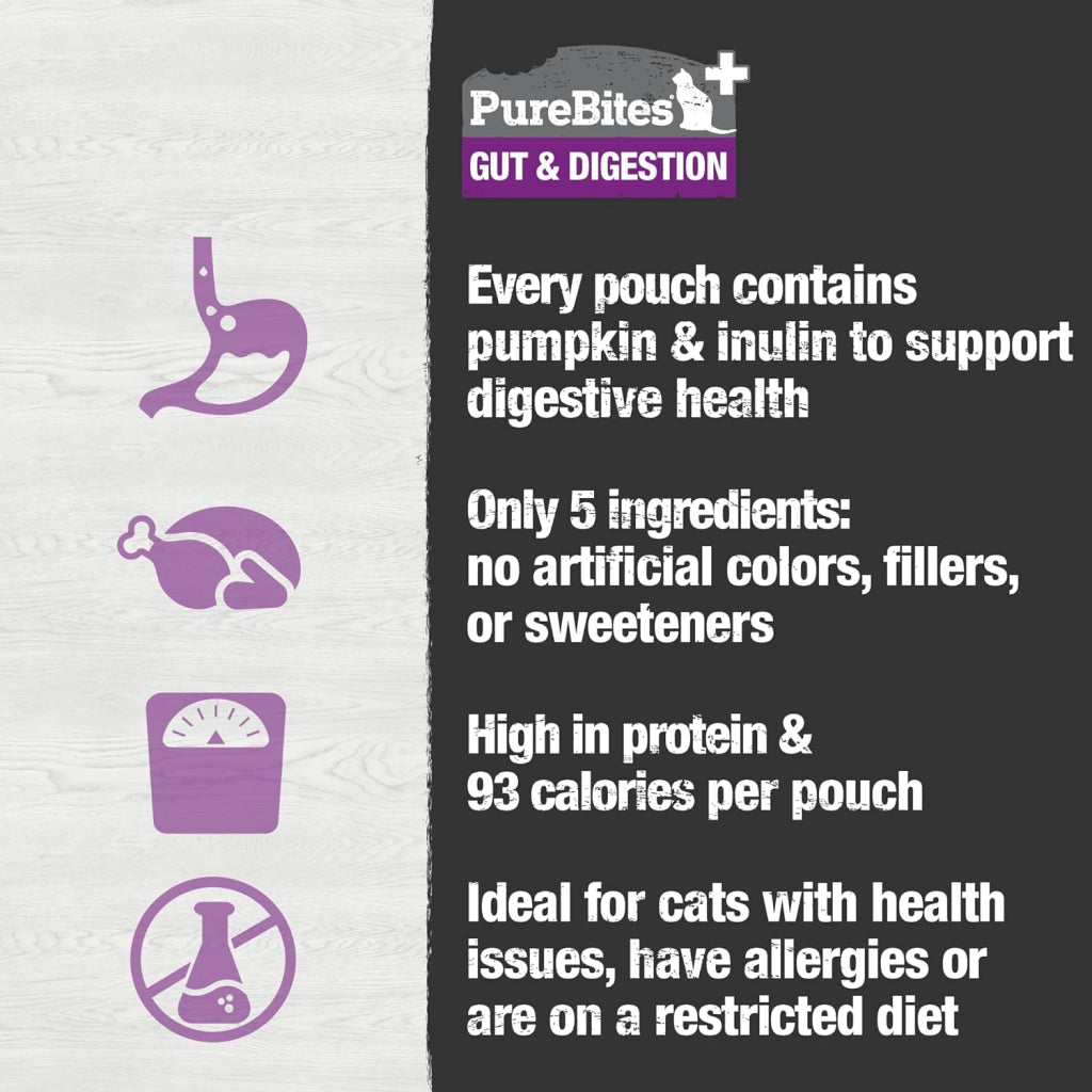 PureBites Plus Squeezables- Gut & Digestion  Food Topper for Cats (2.5 oz x 15-Pack)