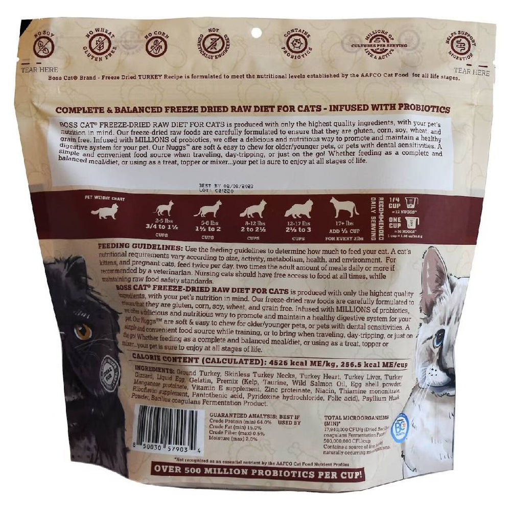 Boss Cat Complete & Balanced Freeze Dried Raw Diet for Cats Turkey Recipe (9 oz)