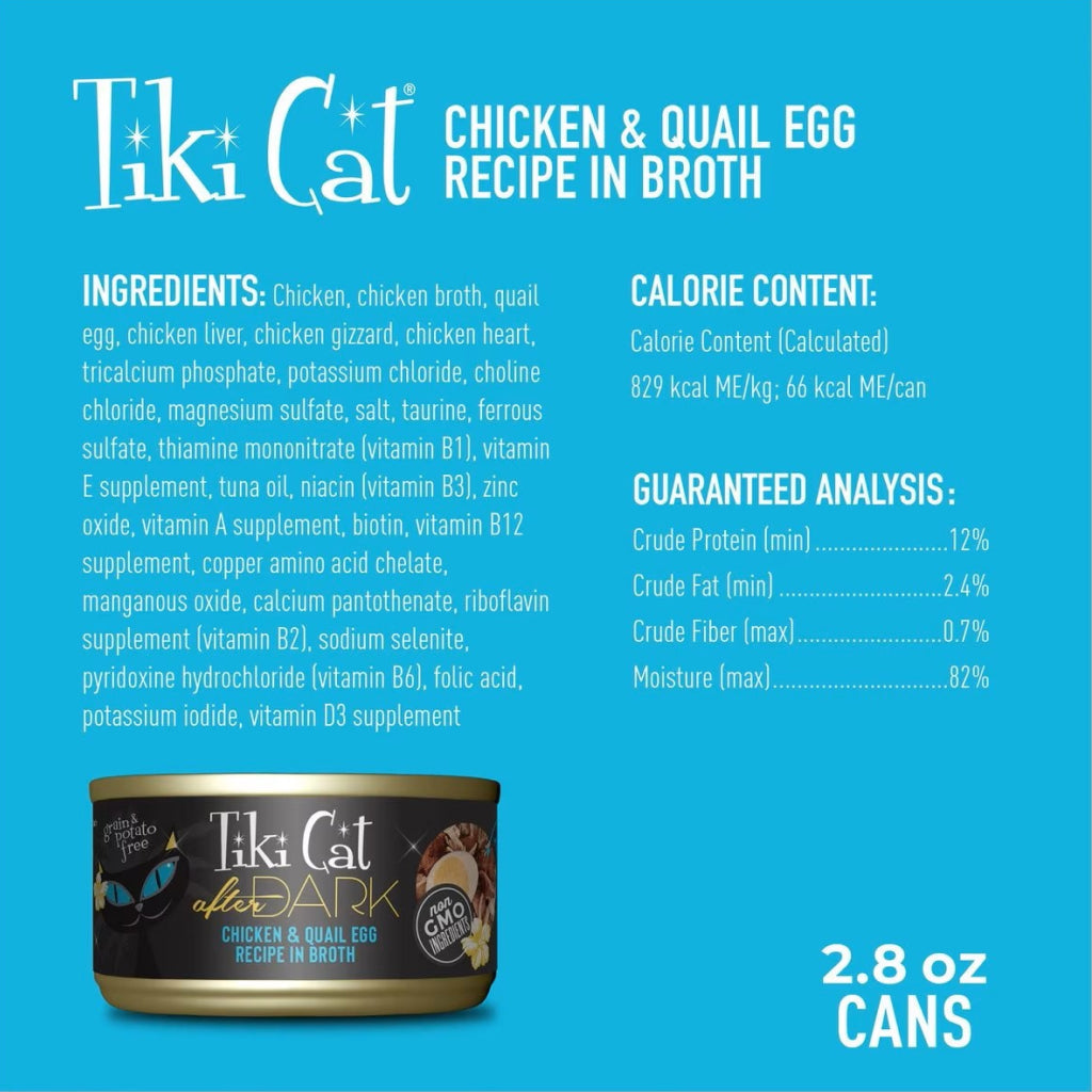 Tiki Cat After Dark Chicken & Quail Egg in Broth Canned Food for Cats