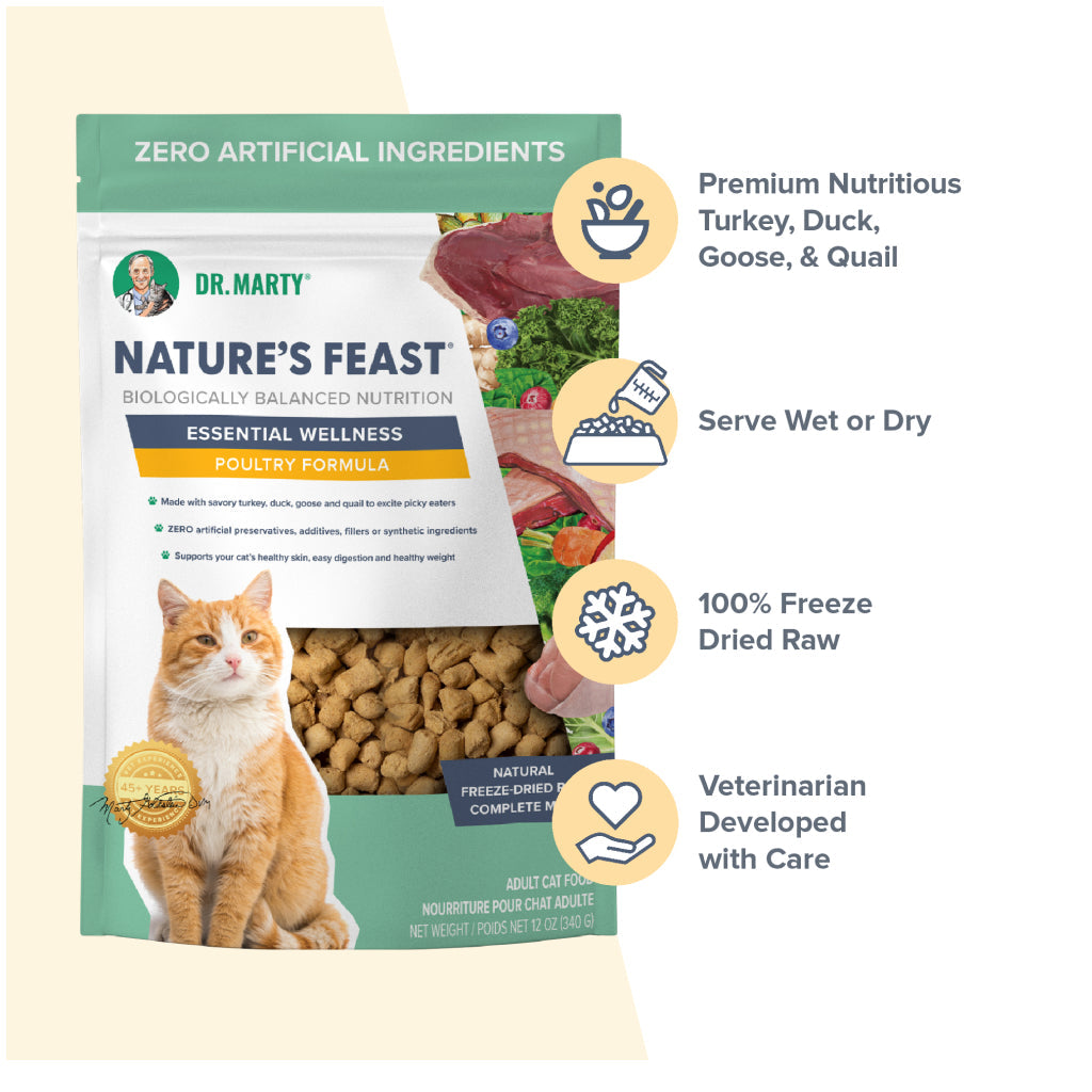 Dr. Marty Nature's Feast Essential Wellness Poultry Freeze Dried Raw Cat Food