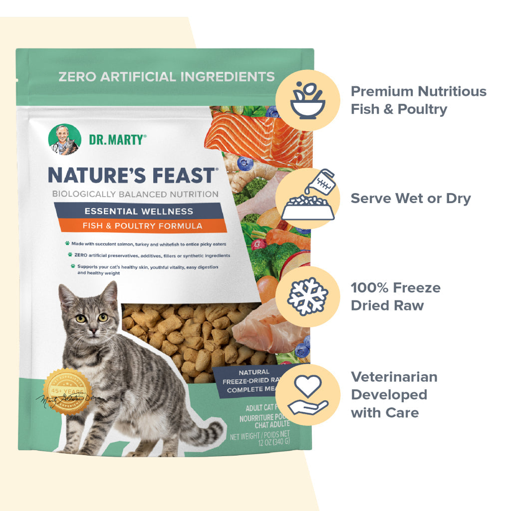 Dr. Marty Nature's Feast Essential Wellness Fish & Poultry Freeze Dried Raw Cat Food (5.5 oz)