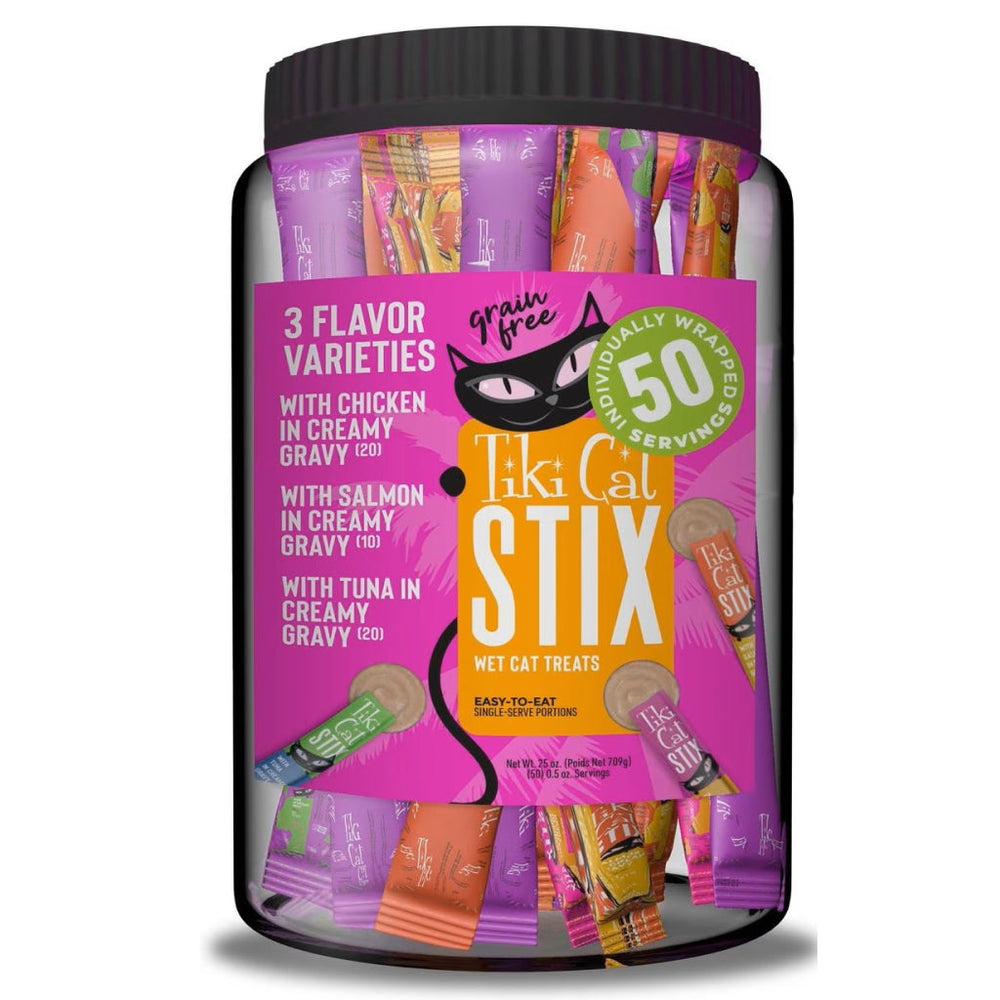 Tiki Cat Stix Mega Jar Lickable Treats For Cats Variety Pack (50 tubes)