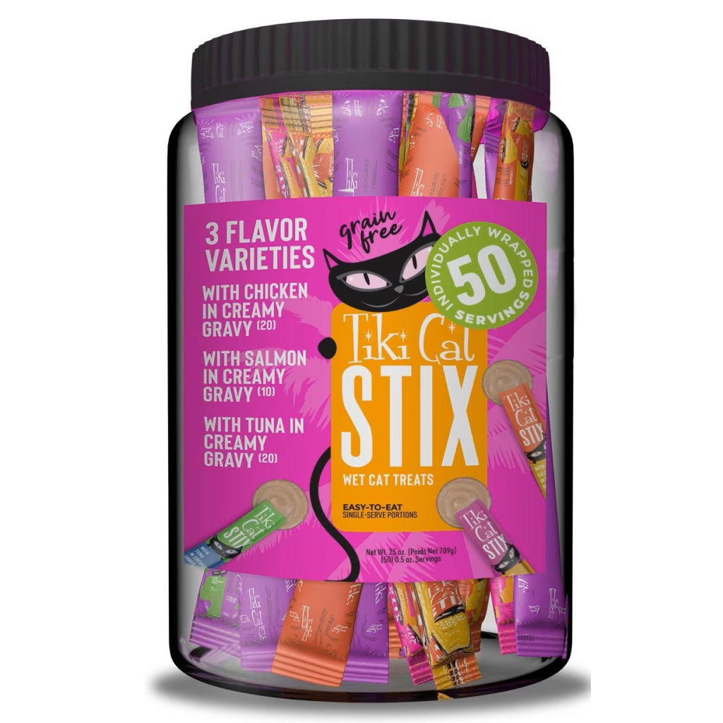 Tiki Cat Stix Mega Jar Lickable Treats For Cats Variety Pack (50 tubes)