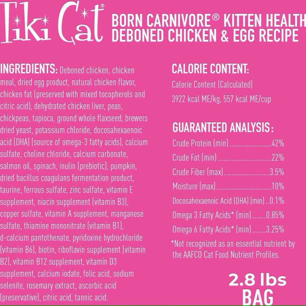 Tiki Cat Born Carnivore Kitten Health Chicken & Egg Dry Food for Kittens