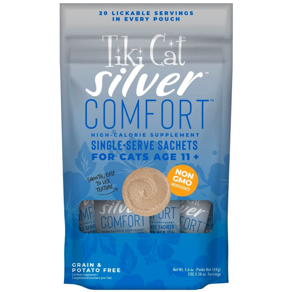 Tiki Cat Silver Comfort Chicken & Chicken Liver Recipe Grain-Free Wet Food For Cats (0.28 oz x 20 pouches)