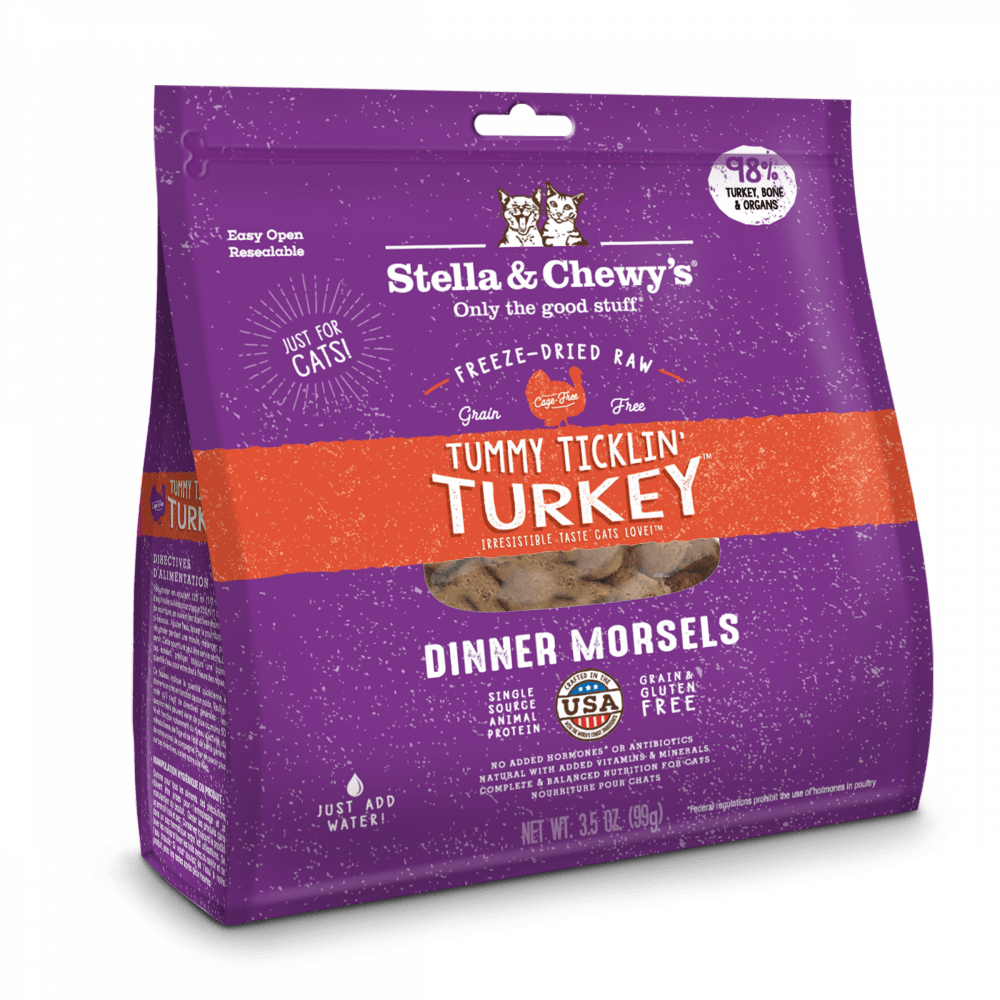 Stella & Chewy's Tummy Ticklin' Turkey Dinner Morsels Grain Free Freeze Dried Raw Cat Food