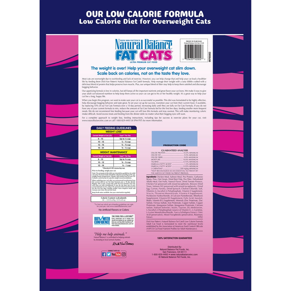 Natural Balance Original Ultra Fat Cats Chicken Meal & Salmon Meal Recipe Dry Cat Food