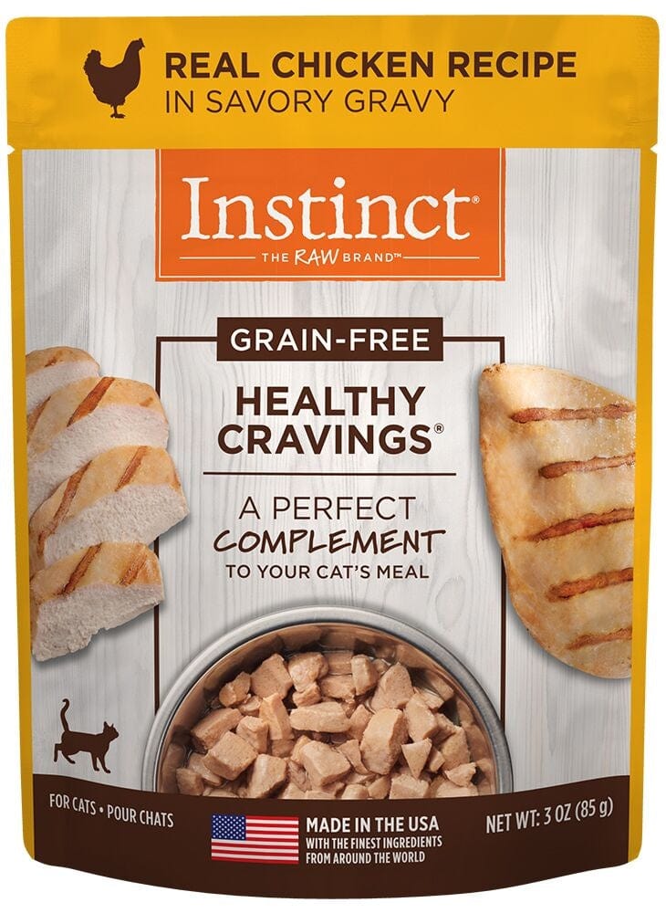 Instinct Healthy Cravings Grain Free Tender Chicken Recipe Meal Topper Pouches for Cats