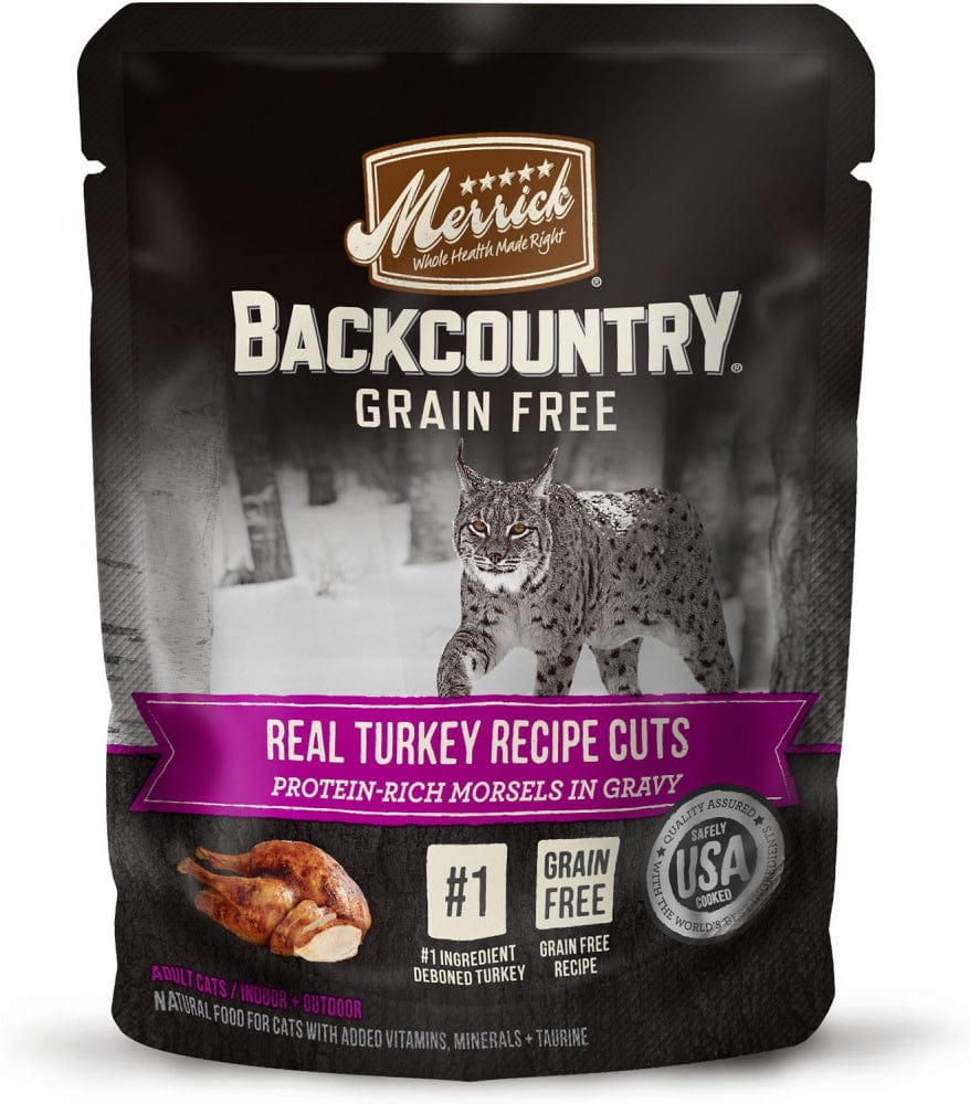 Merrick Backcountry Grain Free Real Turkey Cuts Recipe Cat Food Pouch