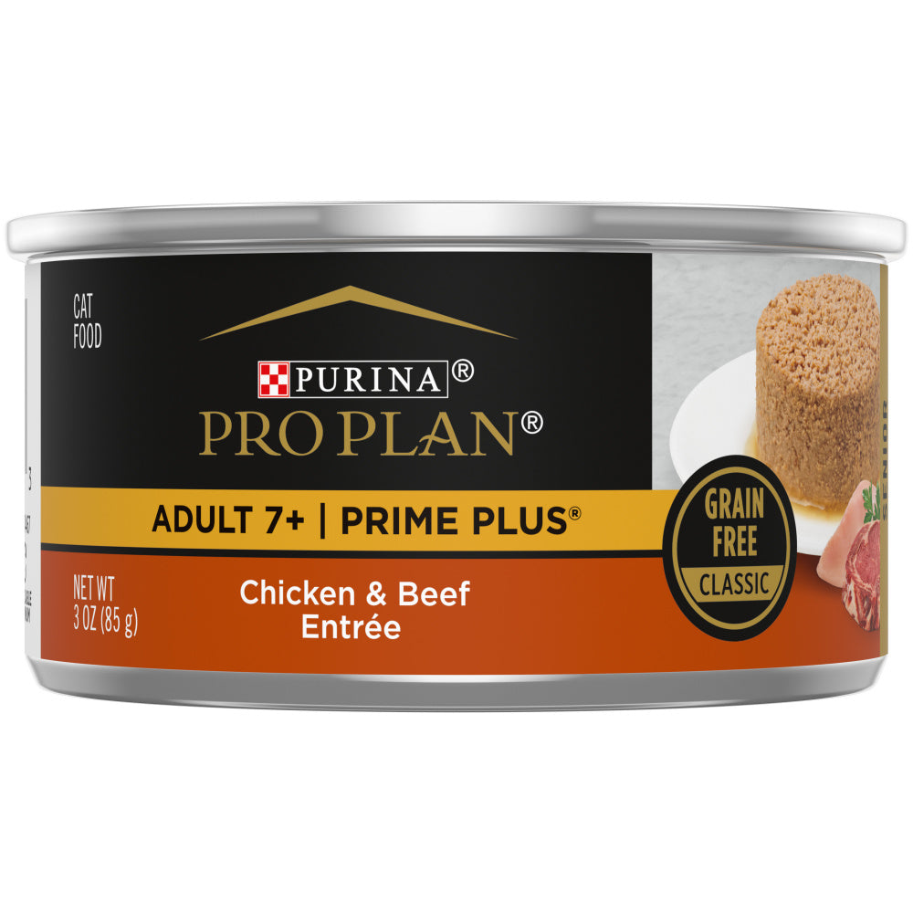 Purina Pro Plan Prime Plus 7+ Chicken & Beef Entree Classic Canned Cat Food (3 oz x 24 cans)