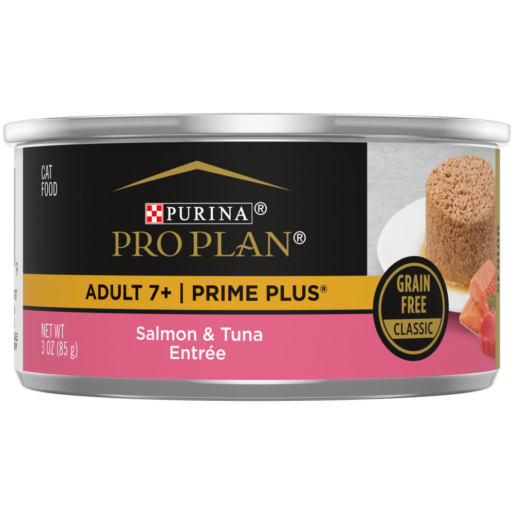 Purina Pro Plan Prime Plus 7+ Salmon & Tuna Entree Classic Canned Cat Food (3 oz x 24 cans)