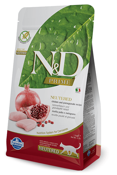 Farmina Prime N&D Natural & Delicious Grain Free Chicken & Pomegranate Neutered Adult Dry Cat Food