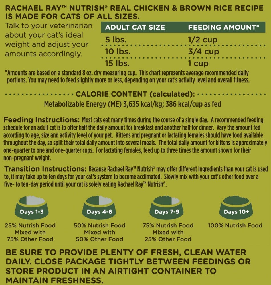 Rachael Ray Nutrish Natural Chicken & Brown Rice Recipe Dry Cat Food (14 lbs)