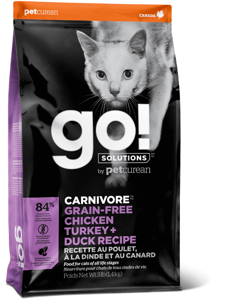 Petcurean GO! Solutions Carnivore Grain Free Chicken, Turkey, & Duck Recipe Dry Cat Food