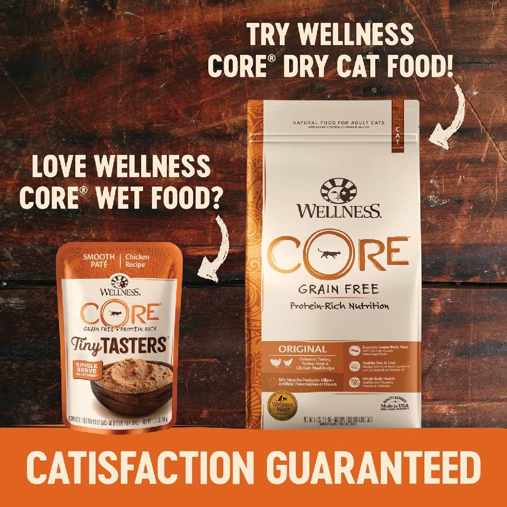 Wellness CORE Tiny Tasters Grain-Free Smooth Pate Chicken & Turkey Wet Food for Cats (1.75 oz x 12 pouches)