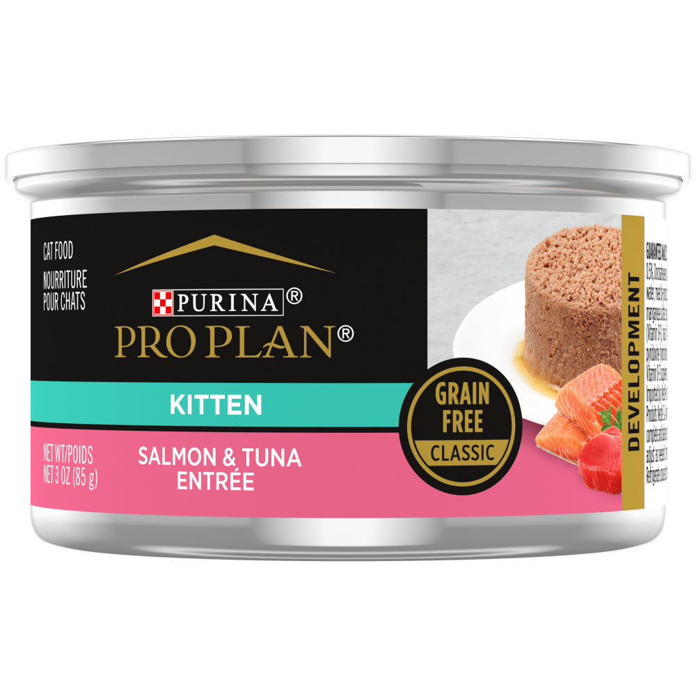 Purina Pro Plan Grain-Free Pate Salmon & Tuna Entree Pull-Top Can Wet Kitten Food (3 oz x 24 cans)