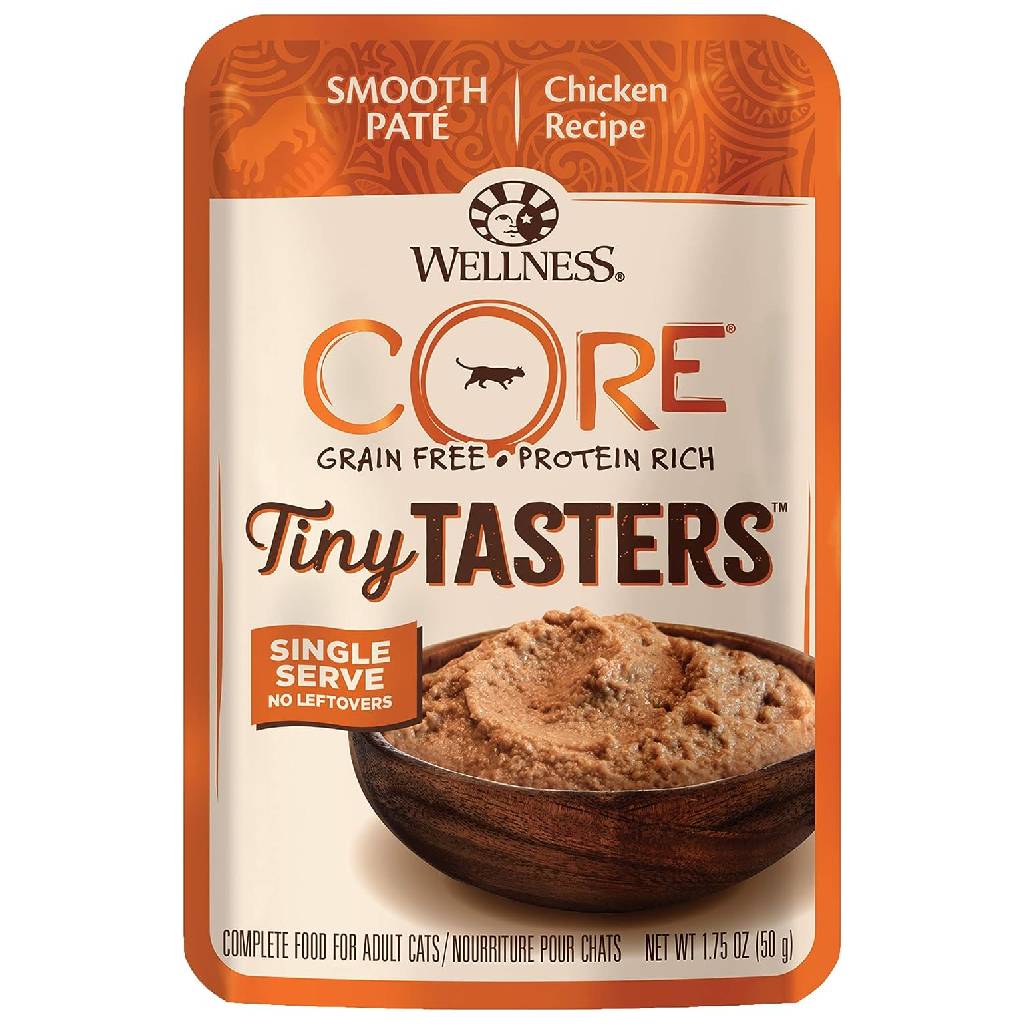 Wellness CORE Tiny Tasters Grain-Free Smooth Pate Chicken Wet Food for Cats (1.75 oz x 12 pouches)