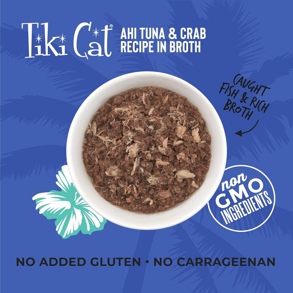 Tiki Cat Ahi Tuna with Crab in Tuna Broth Grain-Free Canned Food For Cats