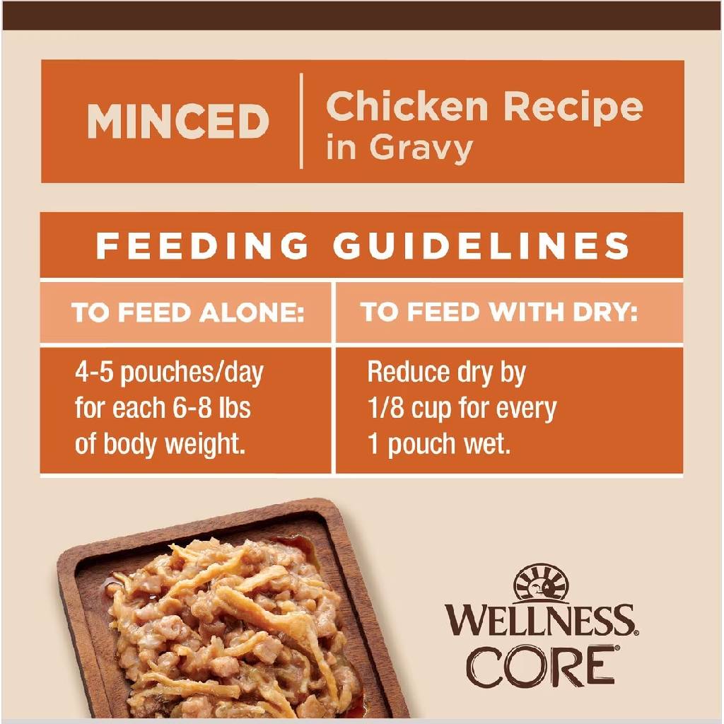 Wellness CORE Tiny Tasters Grain-Free Minced Chicken Wet Food for Cats (1.75 oz x 12 pouches)