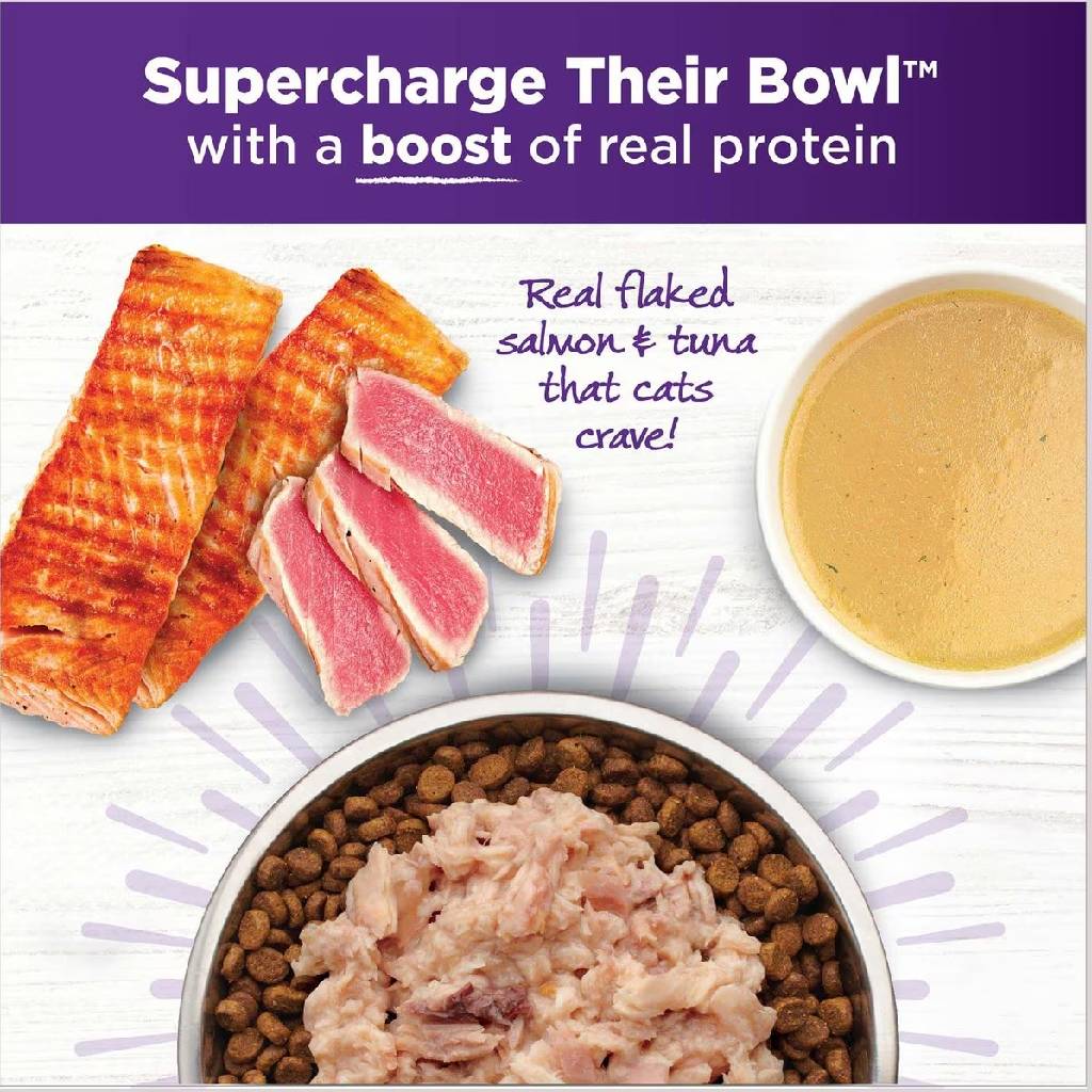 Wellness Bowl Boosters Shreds Flaked Salmon & Tuna with Broth Cat Food Topper (1.75 oz x 12 pouches)