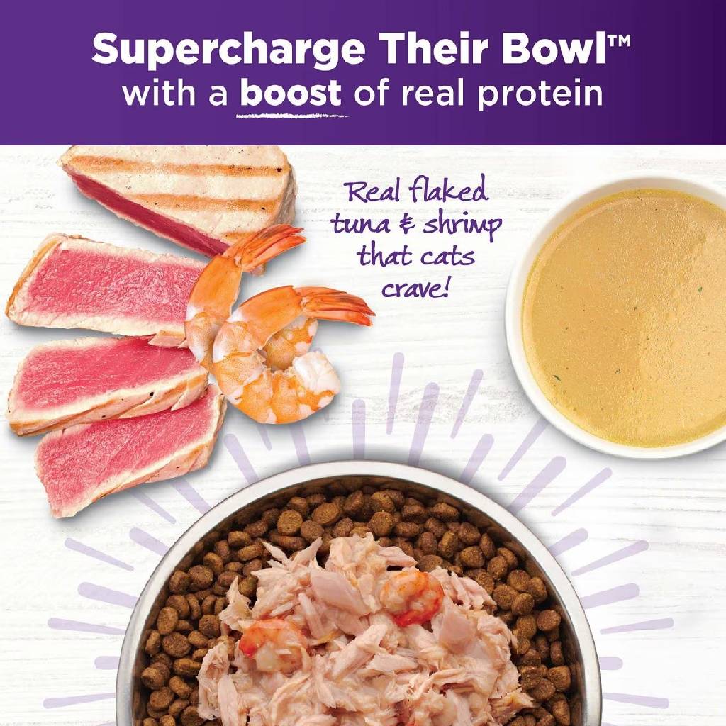 Wellness Bowl Boosters Shreds Flaked Tuna & Shrimp with Broth Cat Food Topper (1.75 oz x 12 pouches)