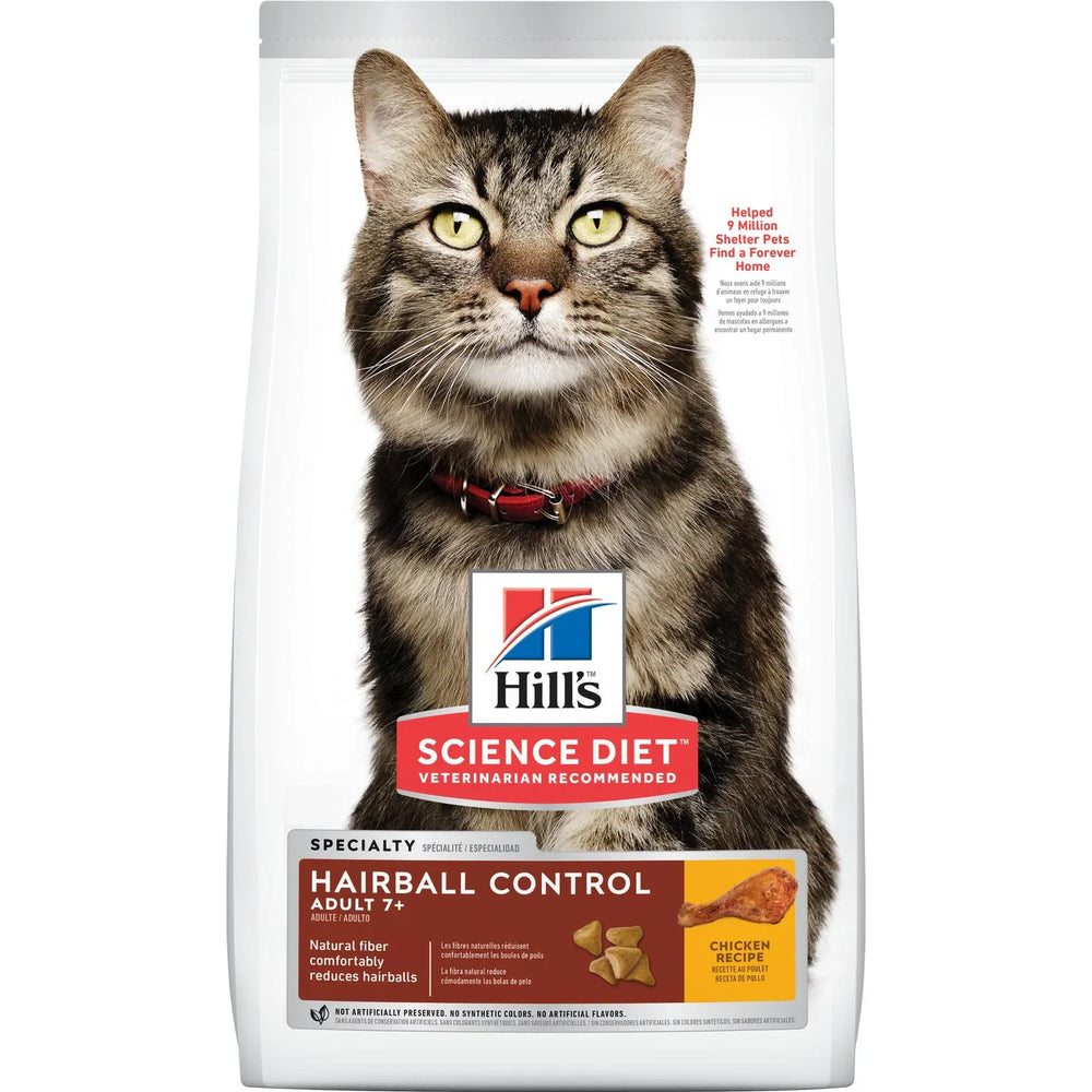 Hill's Science Diet Senior 7+ Hairball Control Dry Cat Food, Chicken Recipe (3.5 lb)