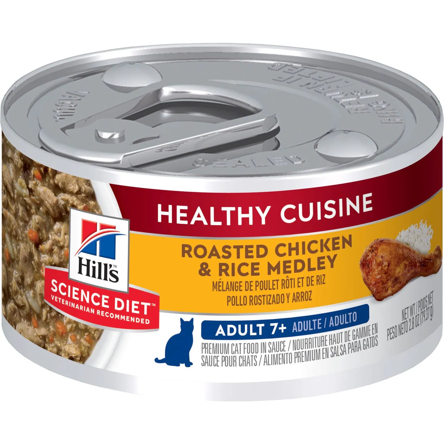 Hill's Science Diet Senior 7+ Healthy Cuisine Canned Cat Food, Roasted Chicken & Rice Medley  (2.8 oz x 24 cans)