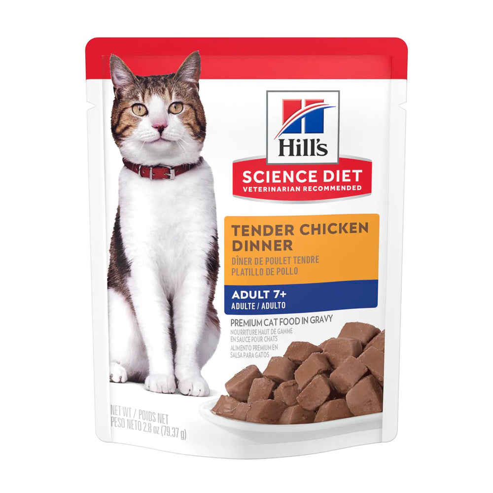 Hill's Science Diet Senior 7+ Wet Cat Food, Chicken (2.8 oz x 24 pouches)