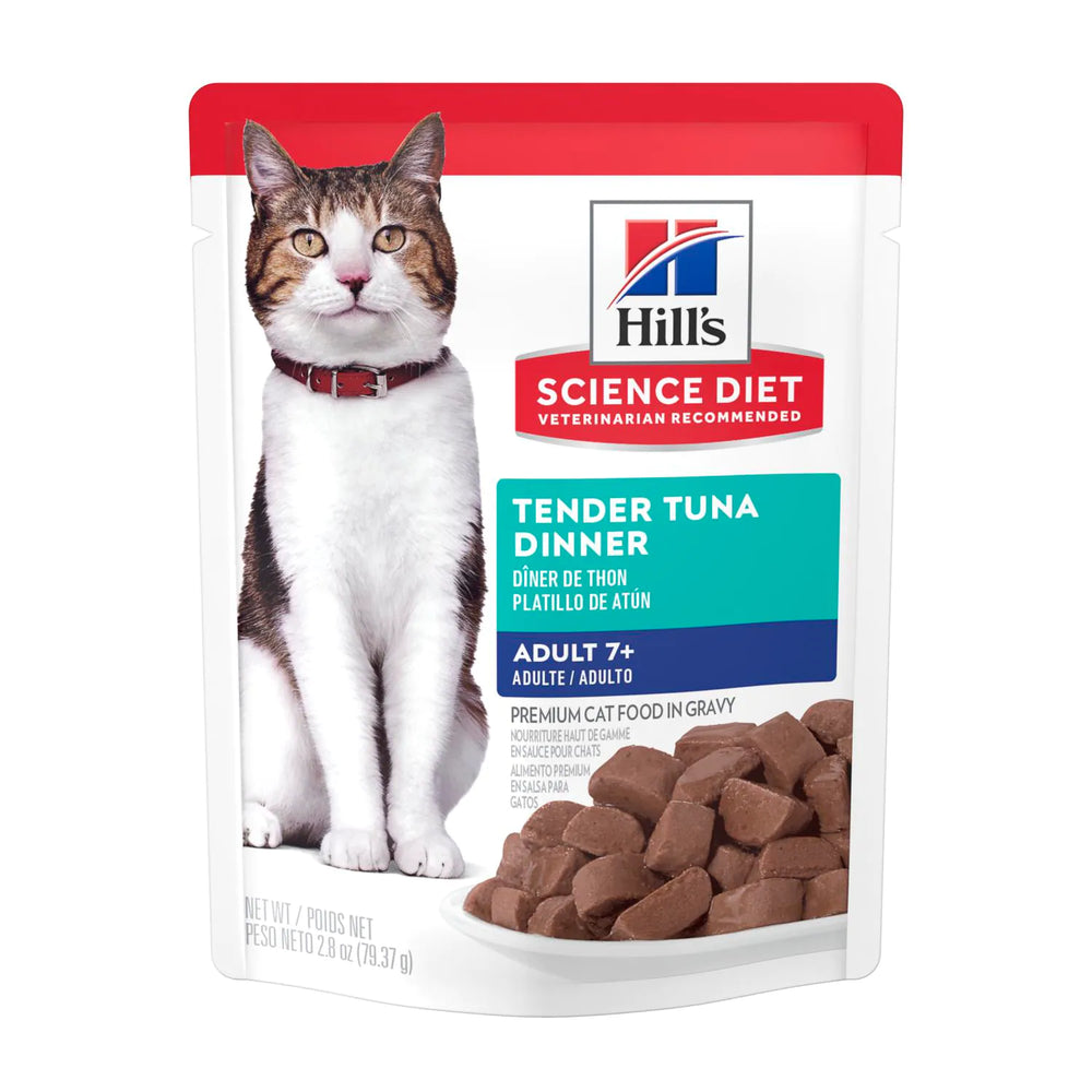 Hill's Science Diet Senior 7+ Wet Cat Food, Tuna (2.8 oz x 24 pouches)