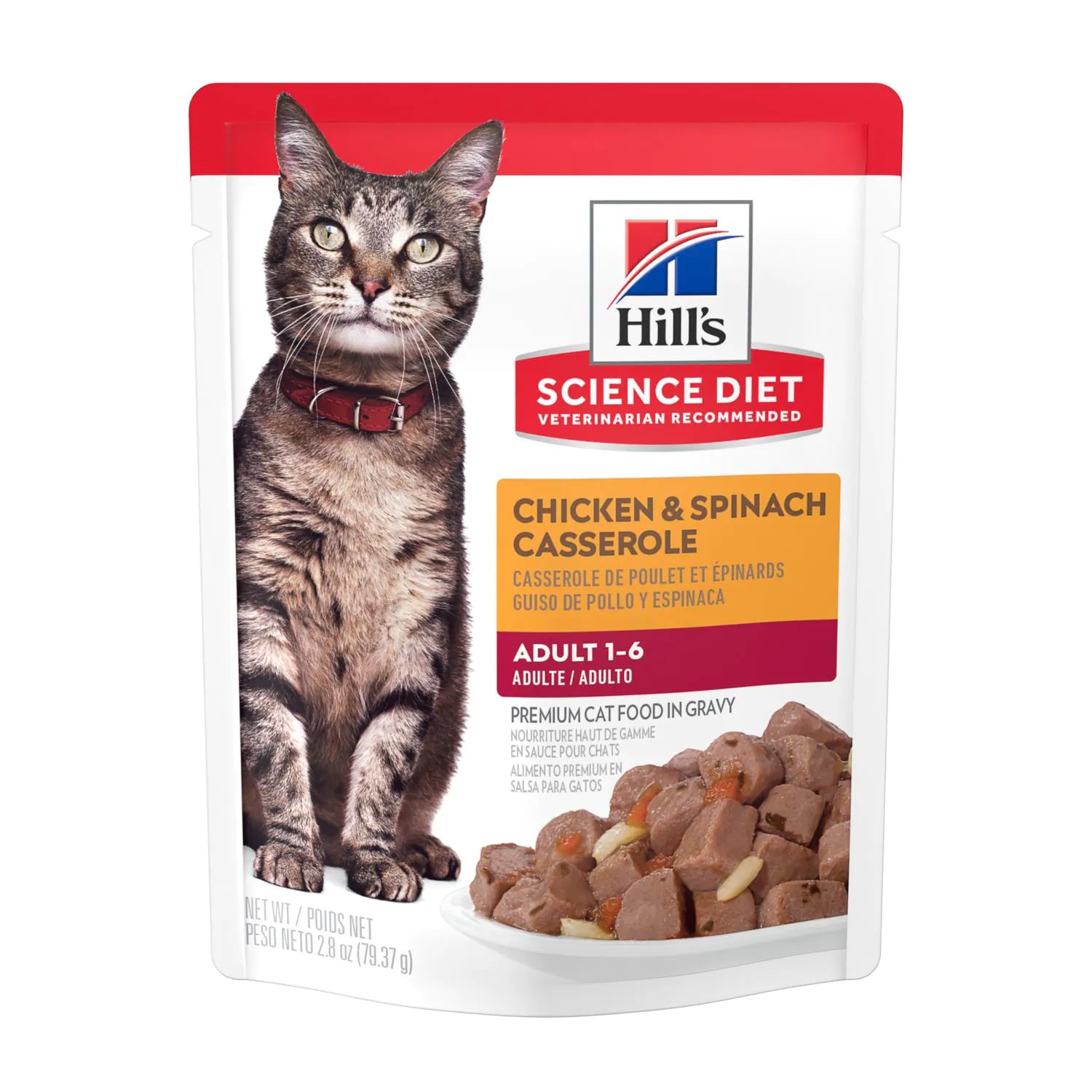 Hill's Science Diet Adult Wet Cat Food, Chicken & Spinach (2.8 oz x 24 pouches)