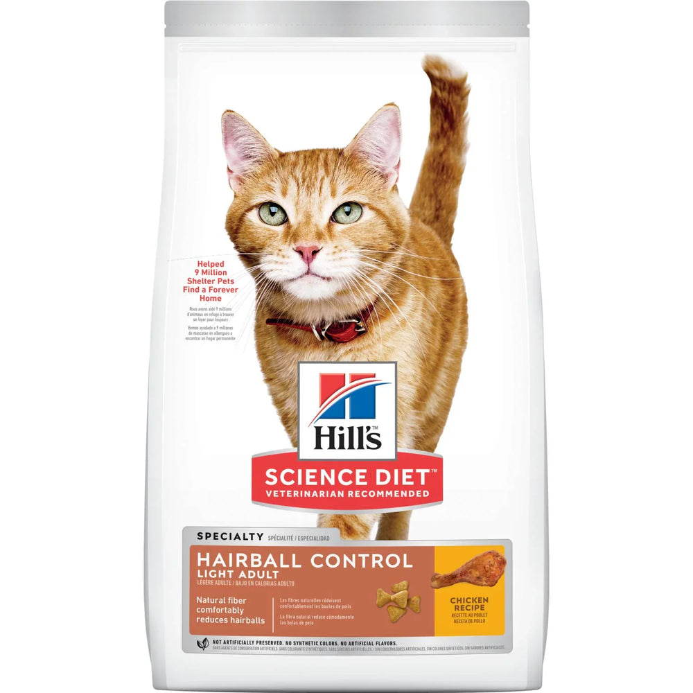 Hill's Science Diet Adult Hairball Control Light Dry Cat Food, Chicken Recipe (7 lb)