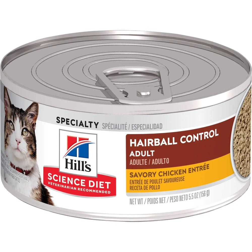 Hill's Science Diet Adult Hairball Control Canned Cat Food, Savory Chicken Entrée (2.9 oz x 24 cans)