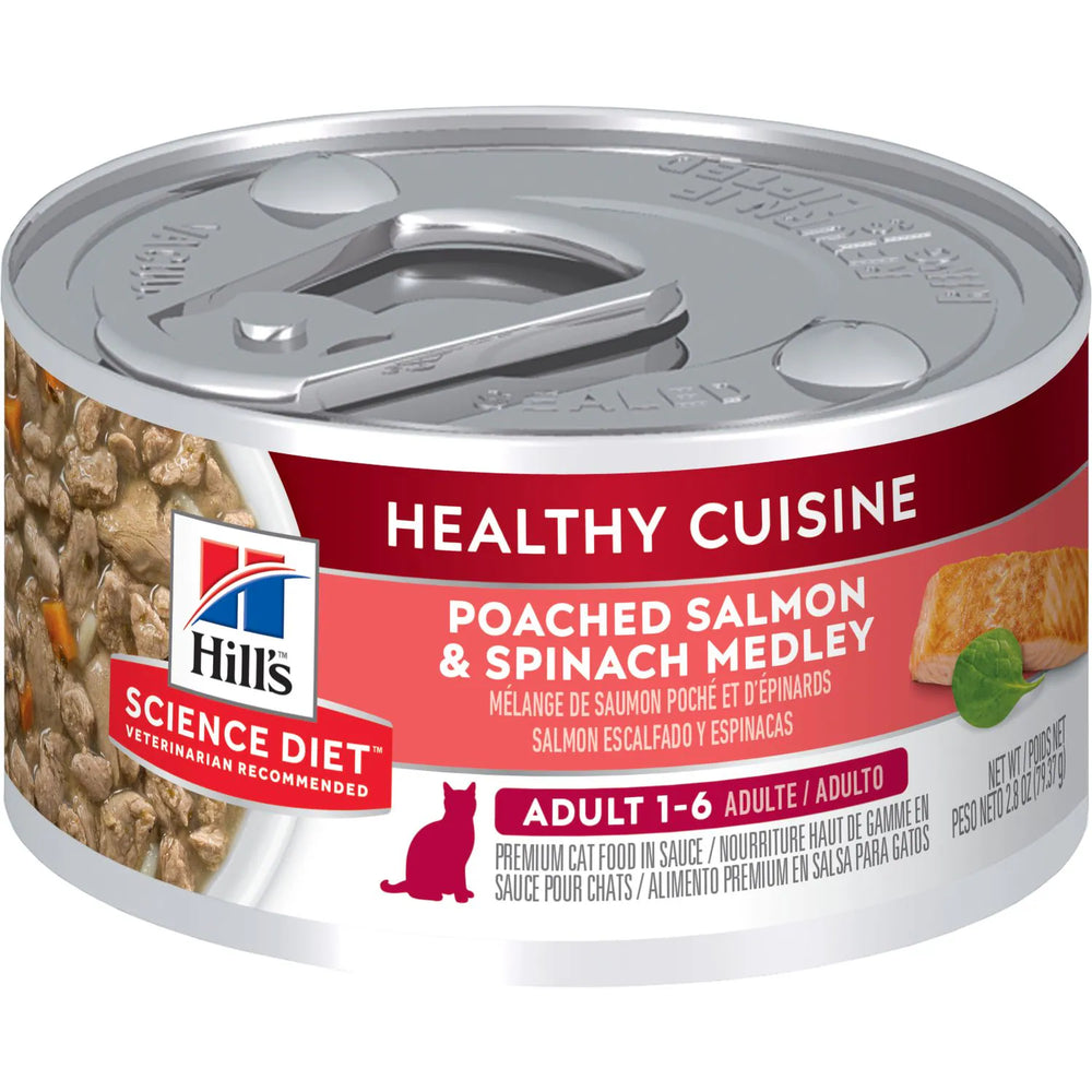 Hill's Science Diet Adult Healthy Cuisine Canned Cat Food, Poached Salmon & Spinach Medley (2.8 oz x 24 cans)