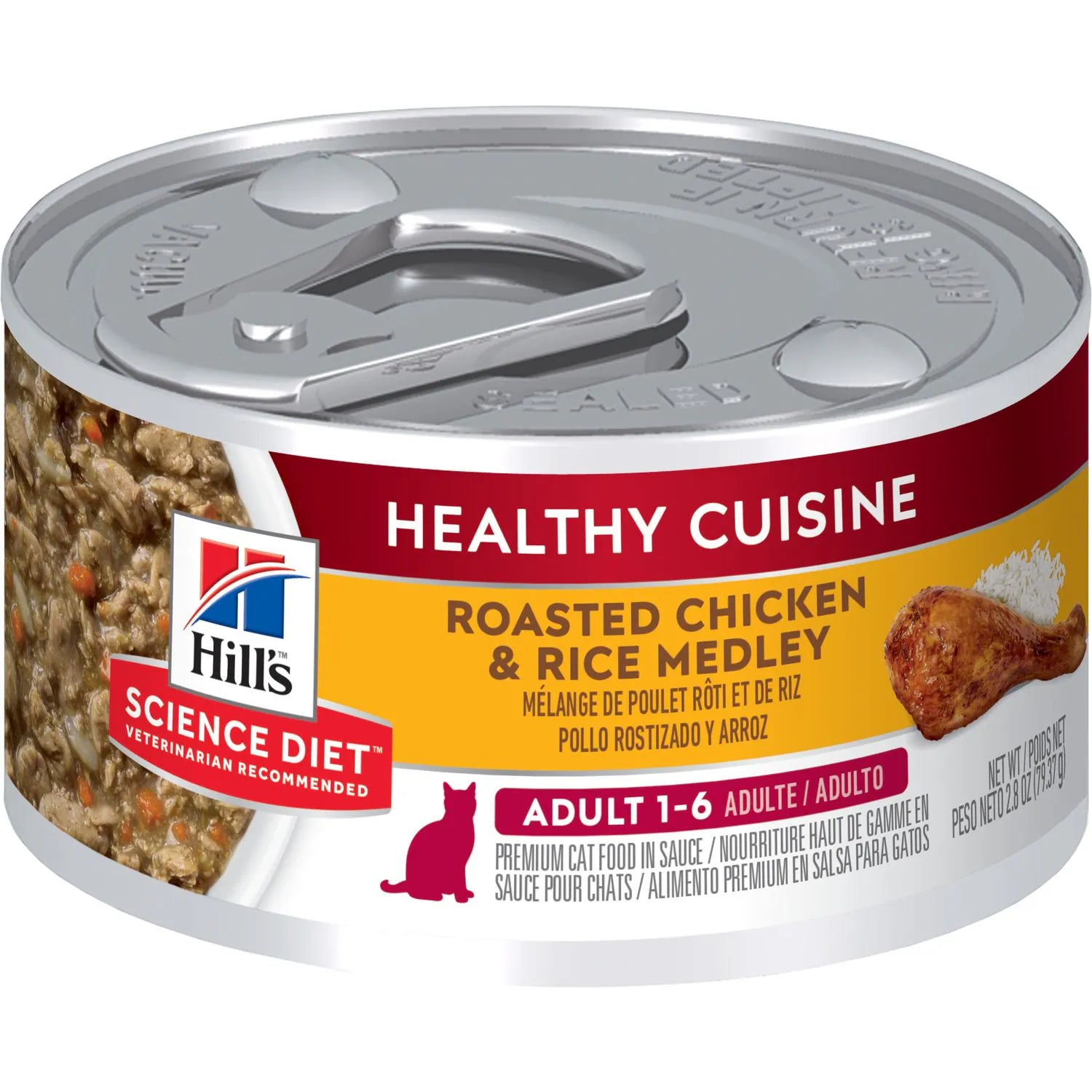 Hill's Science Diet Adult Healthy Cuisine Canned Cat Food, Roasted Chicken & Rice Medley (2.8 oz x 24 cans)