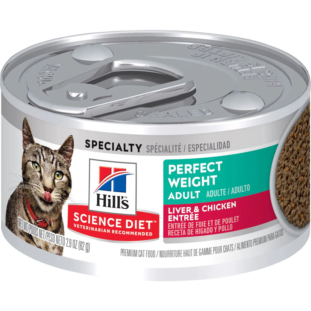 Hill's Science Diet Adult Perfect Weight Canned Cat Food, Liver & Chicken Entrée (2.9 oz x 24 cans)