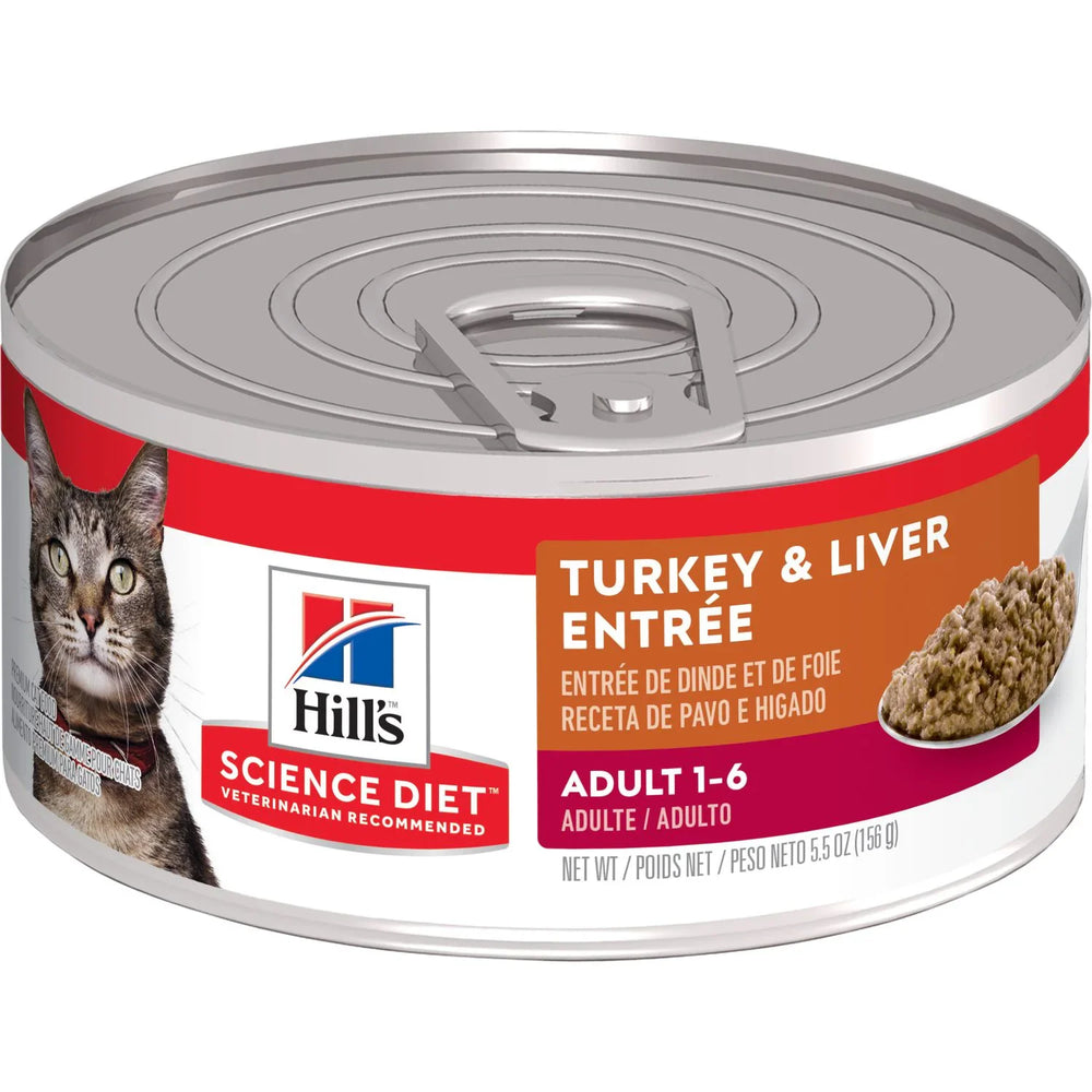 Hill's Science Diet Adult Canned Cat Food, Turkey & Liver Entrée (5.5 oz x 24 cans)