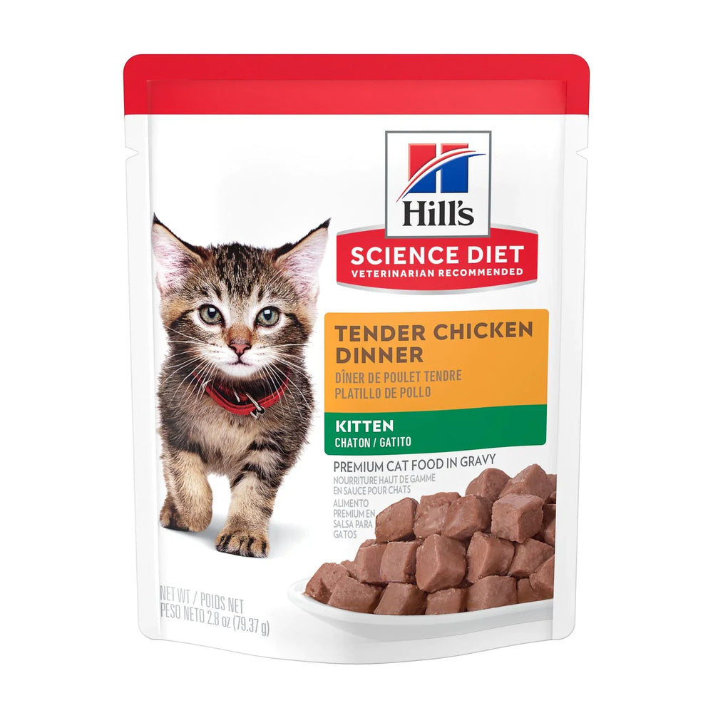 Hill's Science Diet Kitten Wet Cat Food, Chicken (2.8 oz x 24 pouches)