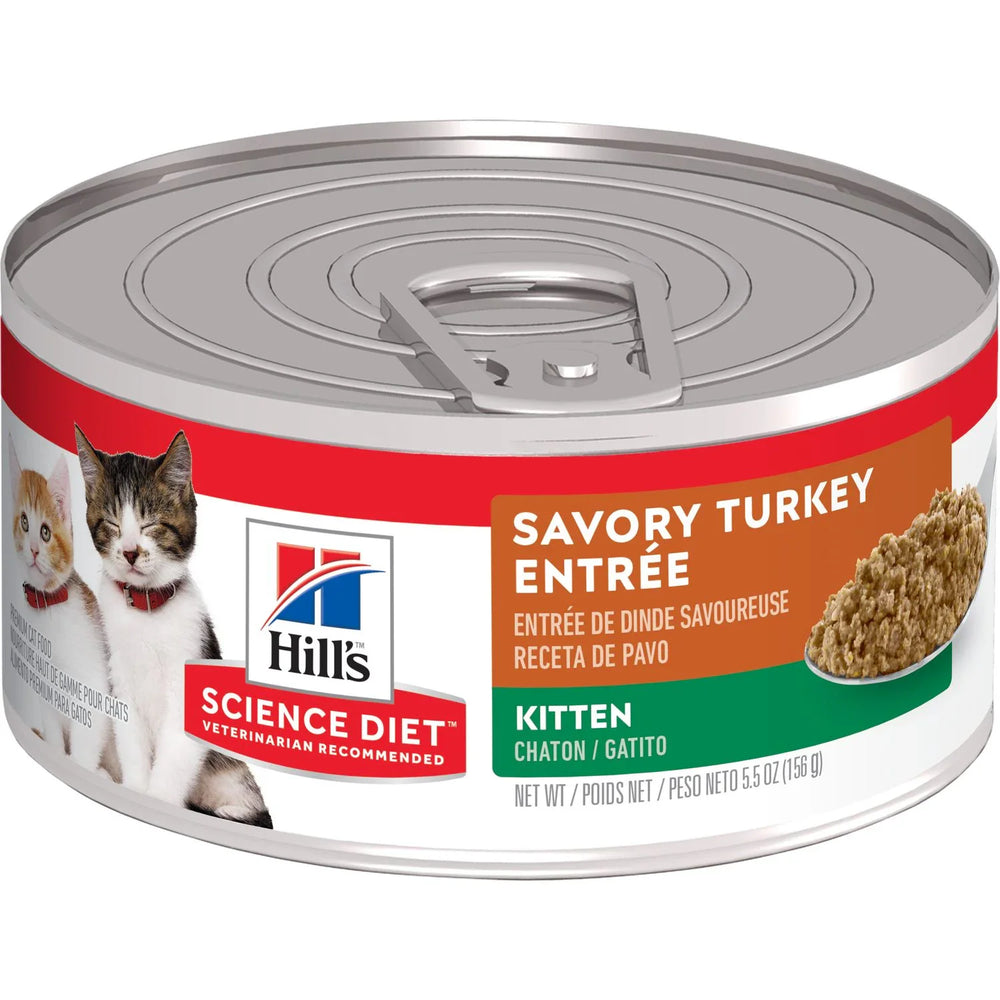 Hill's Science Diet Kitten Canned Cat Food, Savory Turkey Entrée (5.5 oz x 24 cans)